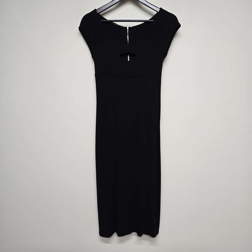 Narciso Rodriguez Keyhole Midi Dress Womens 4 Black Zip Back Minimalist Luxury